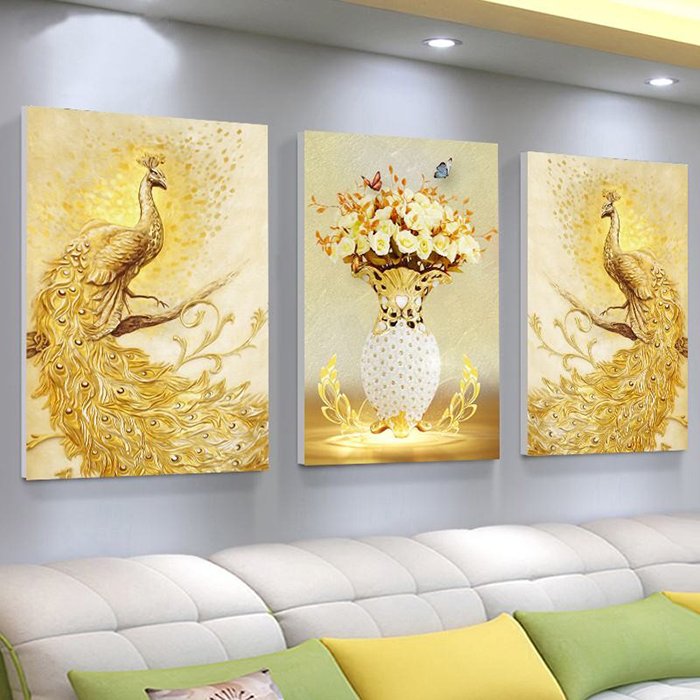 Tranh treo tường đôi công hoàng kim mang lại bình an, tài lộc, thịnh vượng